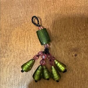 Handcrafted Green and Pink Beaded Charm